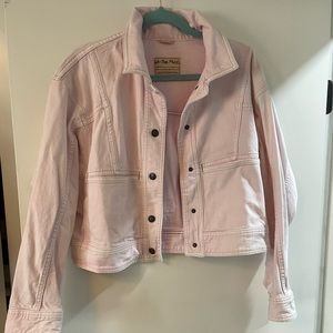 We The Free Light pink cropped denim jacket